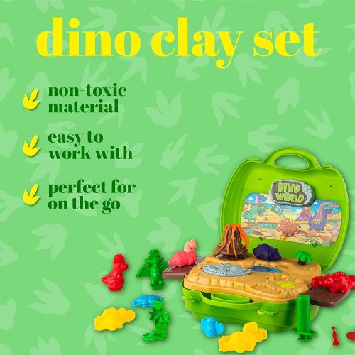  Toyvelt Clay Dinosaur Toys Set for Kids - Magic Modeling Clay 26 Pieces - Safe & Non Toxic 3D Dinosaur Figures for Kids  for Boys and Girls Age 3-12 Years Old