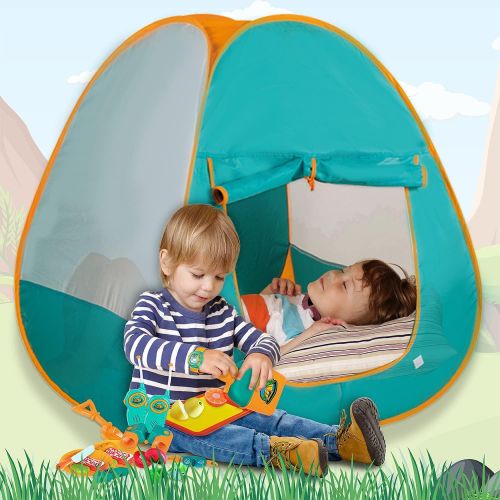  [아마존베스트]ToyVelt Kids Camping Tent Set -Includes Tent, Telescope, 2 Walkie Talkies, and Full Camping Gear Set Indoor and Outdoor Toy - Best Present for 3 4 5 6 Year Old Boys and Girls and U