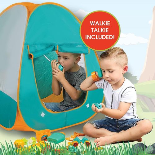  [아마존베스트]ToyVelt Kids Camping Tent Set -Includes Tent, Telescope, 2 Walkie Talkies, and Full Camping Gear Set Indoor and Outdoor Toy - Best Present for 3 4 5 6 Year Old Boys and Girls and U
