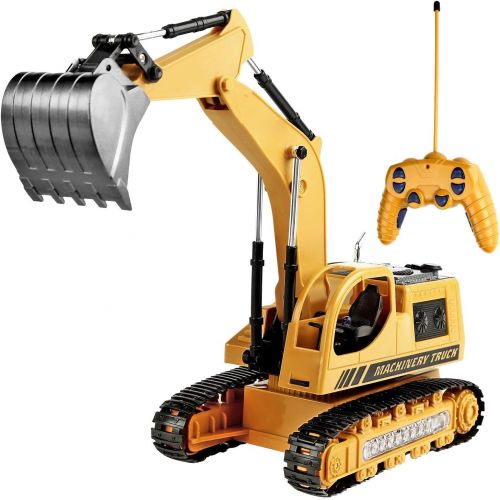  [아마존 핫딜] Toyard Remote Control Excavator Toy for Boys & Girls Excavator Toy for Toddlers Toy for Gifts Birthday Gift for Boys Toy Excavator with Flashing Lights (Upgrade Version), Yellow