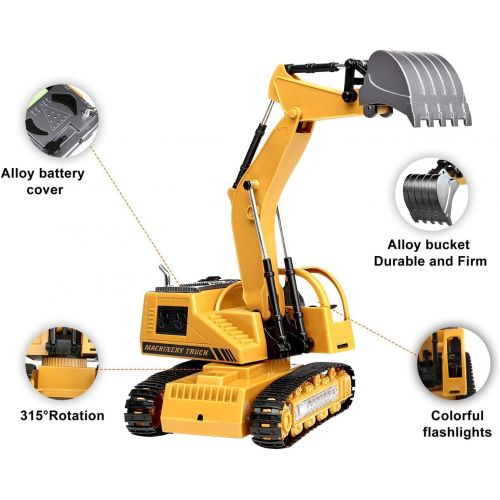  [아마존 핫딜] Toyard Remote Control Excavator Toy for Boys & Girls Excavator Toy for Toddlers Toy for Gifts Birthday Gift for Boys Toy Excavator with Flashing Lights (Upgrade Version), Yellow