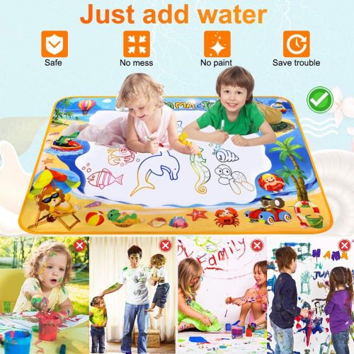  [아마존베스트]Toyard Doodle Mat, Large Aqua Magic Water Drawing Mat Toy Gifts for Boys Girls Kids Painting Writing Pad Educational Learning Toys for Toddler