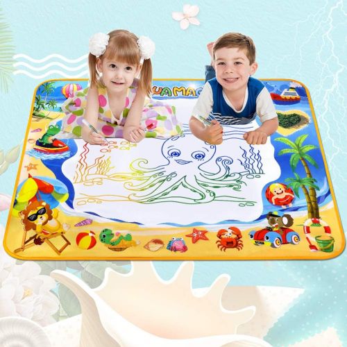  [아마존베스트]Toyard Doodle Mat, Large Aqua Magic Water Drawing Mat Toy Gifts for Boys Girls Kids Painting Writing Pad Educational Learning Toys for Toddler