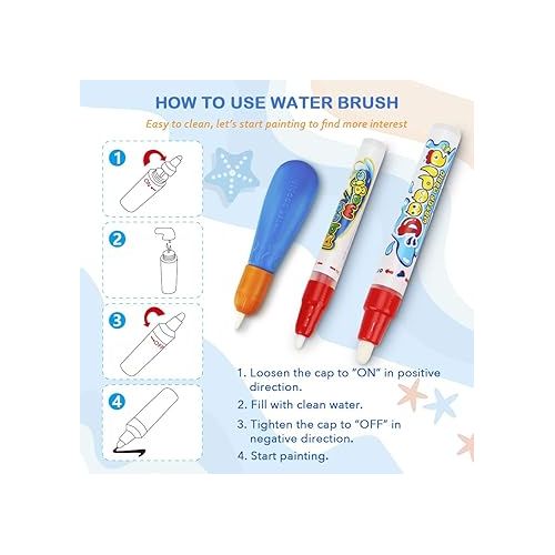  Water Doodle Mat - Kids Painting Writing Color Doodle Drawing Mat Toy Bring Magic Pens Educational Toys for Age 2 3 4 5 6 7 Year Old Girls Boys Age Toddler Gift