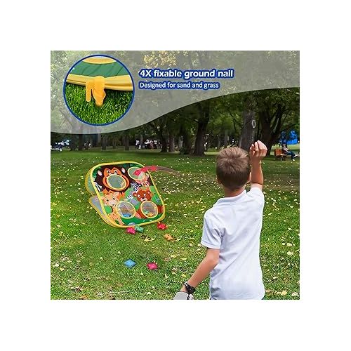  Animal Bean Bag Toss Game Toy Outdoor Toss Game, Family Party Party Supplies for Kids, Gift for Boys Birthday or Christmas for Toddlers Ages 3 4 5 6 Year Old