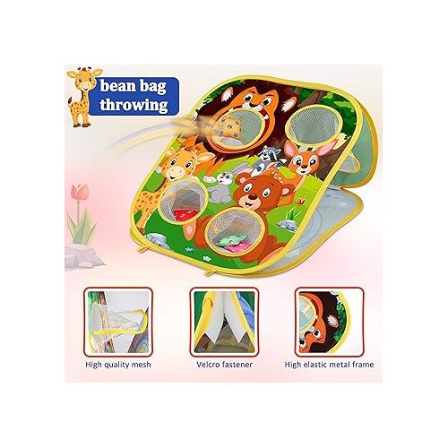  Animal Bean Bag Toss Game Toy Outdoor Toss Game, Family Party Party Supplies for Kids, Gift for Boys Birthday or Christmas for Toddlers Ages 3 4 5 6 Year Old