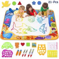 [아마존 핫딜] Toyk Aqua Magic Mat - Kids Painting Writing Doodle Board Toy - Color Doodle Drawing Mat Bring Magic Pens Educational Toys for Age 3 4 5 6 7 8 9 10 11 12 Year Old Girls Boys Age Tod