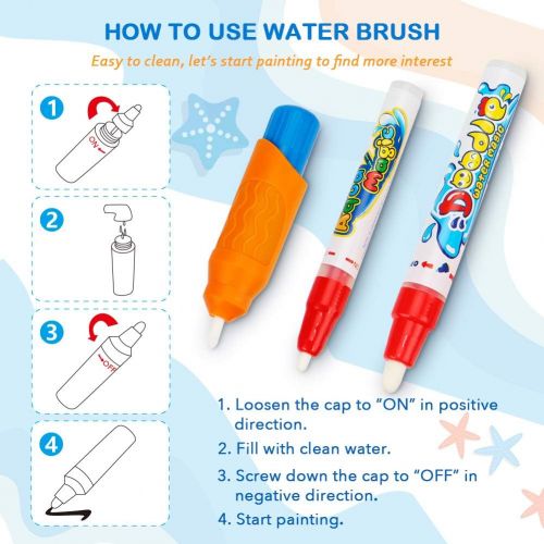  [아마존 핫딜] Toyk Aqua Magic Mat - Kids Painting Writing Doodle Board Toy - Color Doodle Drawing Mat Bring Magic Pens Educational Toys for Age 3 4 5 6 7 8 9 10 11 12 Year Old Girls Boys Age Tod