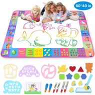 [아마존 핫딜] Toyk Aqua Magic Mat - Kids Painting Writing Doodle Board Toy - Color Doodle Drawing Mat Bring Magic Pens Educational Toys for Age 3 4 5 6 7 8 9 10 11 12 Year Old Girls Boys Age Toddler