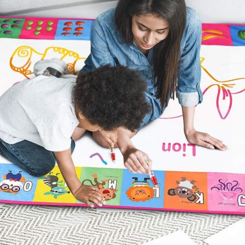  [아마존 핫딜] Toyk Aqua Magic Mat - Kids Painting Writing Doodle Board Toy - Color Doodle Drawing Mat Bring Magic Pens Educational Toys for Age 3 4 5 6 7 8 9 10 11 12 Year Old Girls Boys Age Toddler