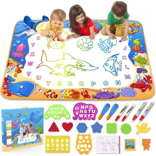  [아마존베스트]Toyk Aqua Magic Mat - Kids Painting Writing Doodle Board Toy - Color Doodle Drawing Mat Bring Magic Pens Educational Toys for Age 1 2 3 4 5 6 7 8 9 10 11 12 Year Old Girls Boys Age