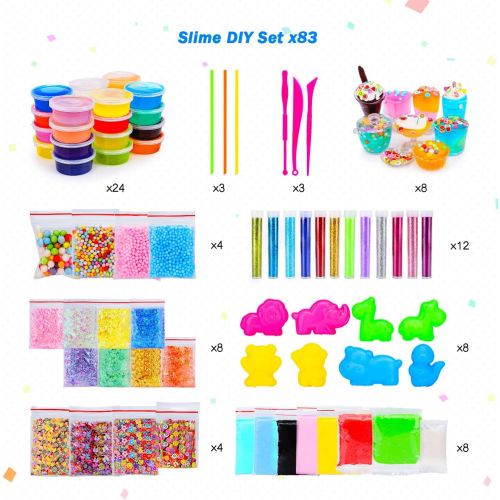  Toyk DIY Slime Kit-Ultimate Glow in The Dark Glitter Slime Making Kit- Slime Kit for 3 4 5 6 7 8 9 10 Year Old Girl and Boy Party Best Choice