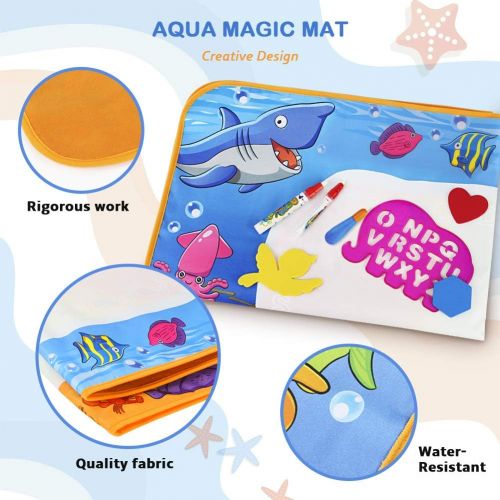  Toyk Water Doodle Mat - Kids Painting Writing Doodle Toy Mat - Color Doodle Drawing Mat Bring Magic Pens Educational Toys for Age 3 4 5 6 7 8 9 10 11 12 Year Old Girls Boys Age Toddler