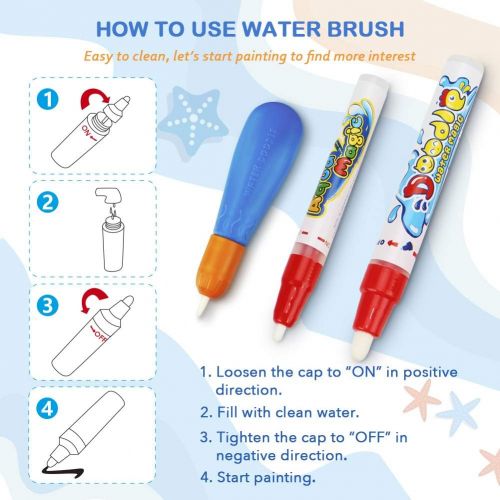  Toyk Water Doodle Mat - Kids Painting Writing Doodle Toy Mat - Color Doodle Drawing Mat Bring Magic Pens Educational Toys for Age 3 4 5 6 7 8 9 10 11 12 Year Old Girls Boys Age Toddler