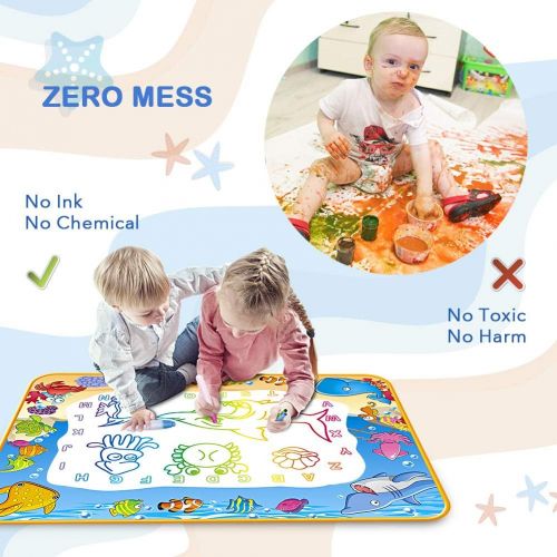  Toyk Water Doodle Mat - Kids Painting Writing Doodle Toy Mat - Color Doodle Drawing Mat Bring Magic Pens Educational Toys for Age 3 4 5 6 7 8 9 10 11 12 Year Old Girls Boys Age Toddler