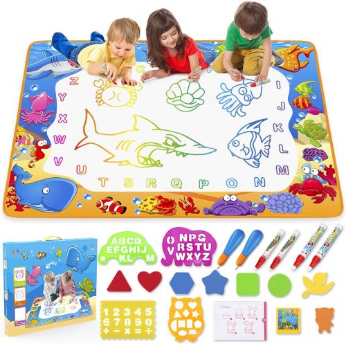  Toyk Water Doodle Mat - Kids Painting Writing Doodle Toy Mat - Color Doodle Drawing Mat Bring Magic Pens Educational Toys for Age 3 4 5 6 7 8 9 10 11 12 Year Old Girls Boys Age Toddler