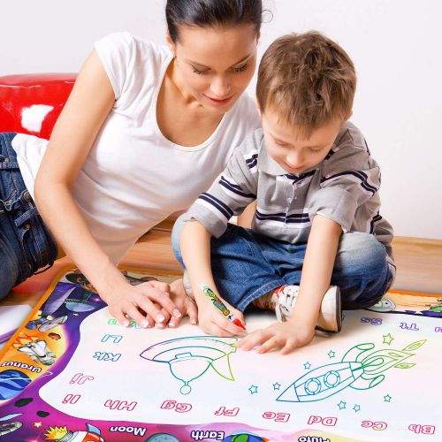  [아마존베스트]Toyk Aqua Magic Mat - Kids Painting Writing Doodle Board Toy - Color Doodle Drawing Mat Bring Magic Pens Educational Toys for Age 3 4 5 6 7 8 9 10 11 12 Year Old Girls Boys Age Toddler