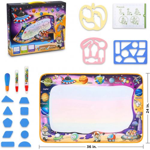  [아마존베스트]Toyk Aqua Magic Mat - Kids Painting Writing Doodle Board Toy - Color Doodle Drawing Mat Bring Magic Pens Educational Toys for Age 3 4 5 6 7 8 9 10 11 12 Year Old Girls Boys Age Toddler