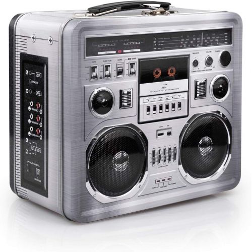  [아마존베스트]Retro Boombox Radio Lunchbox Tin Tote - 1980s Inspired Merchandise - Novelty Costume Accessories and Storage Container - Fun Unique Gifts for Halloween, Birthdays, Holidays, Gradua