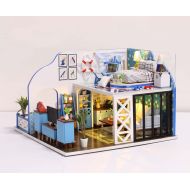 Toyouna Miniature DIY Dollhouse Kit with Furniture Accessories Creative Gift For lovers and friends(Blue Coast)