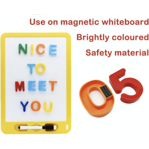  [아마존베스트]Toys & Fun Toys and Fun - Educational WhiteBoard 125 Magnetic Plastic Alphabet with Storage & Marker/Eraser | Alphabet Lowercase and Uppercase Plastic Magnets | Drawing Dry Erase White Board