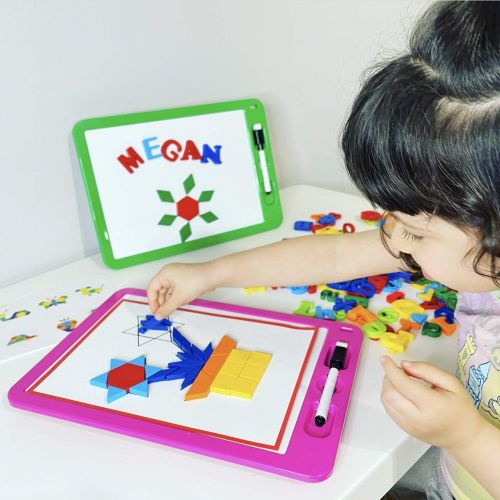  [아마존베스트]Toys & Fun Toys and Fun - Educational WhiteBoard 125 Magnetic Plastic Alphabet with Storage & Marker/Eraser | Alphabet Lowercase and Uppercase Plastic Magnets | Drawing Dry Erase White Board