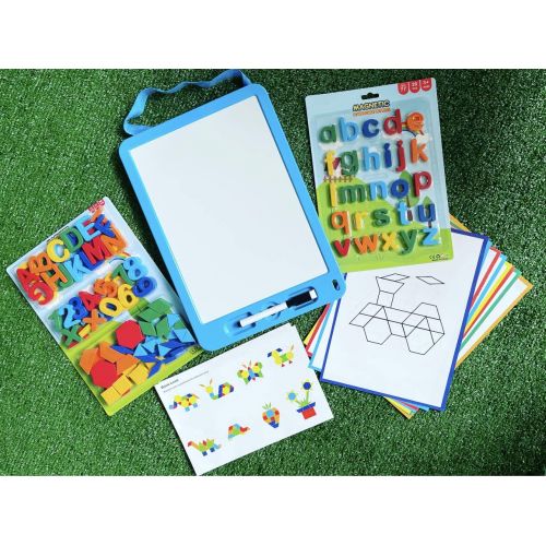  [아마존베스트]Toys & Fun Toys and Fun - Educational WhiteBoard 125 Magnetic Plastic Alphabet with Storage & Marker/Eraser | Alphabet Lowercase and Uppercase Plastic Magnets | Drawing Dry Erase White Board