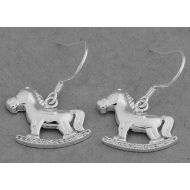 Toys & Hobbies Adorable STERLING SILVER ROCKING HORSE earrings with Clear Crystals PERFECT GIFT