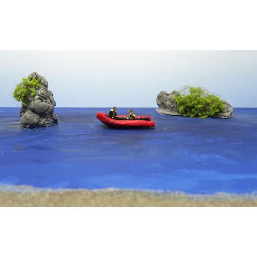  Toys & Hobbies (WA14) NEUHEIT ! Schlauchboot Maenner mit Rettungswesten Figuren Spur Z (1:220)