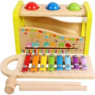 TOWO Wooden Hammer Ball and Xylophone Set - Mallet and Pegs Pound a Ball Tap Bench- Toys for Babies 1 Year Old Baby Boy Girl Toddler Gift - Small Motor Skill Sensory Musical Activity Toys for Kids