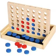 TOWO Wooden 4 in a Row Game - Classic Strategy Game for Adults Children-Connect The 4 Discs of Same Colour in a Row - Travel Games Family Board Games Toys Gift for 6 Years Old Kids Boys Girls Adults