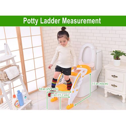  ToysOpoly Potty Toilet Seat with Step Stool Ladder  Portable Chair Trainer with Handles. Sturdy, Comfortable, Safe, Built in Non-Slip Steps and Memory Foam Seat. Best Gifts for Kids, Boys,