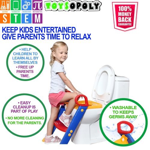  ToysOpoly FLASH SALE | Potty Toilet Seat with Step Stool Ladder | Portable Trainer for Kids with Handles, Sturdy and Safe | Best Age is 1, 2, 3 and 4 Year Old Boys and Girls