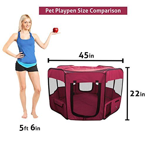  ToysOpoly #1 Premium Pet Playpen  Large 45” Indoor/Outdoor Cage. Best Exercise Kennel for Your Dog, Cat, Rabbit, Puppy, Hamster or Guinea Pig. Portable Fabric Pen for Easy Travel