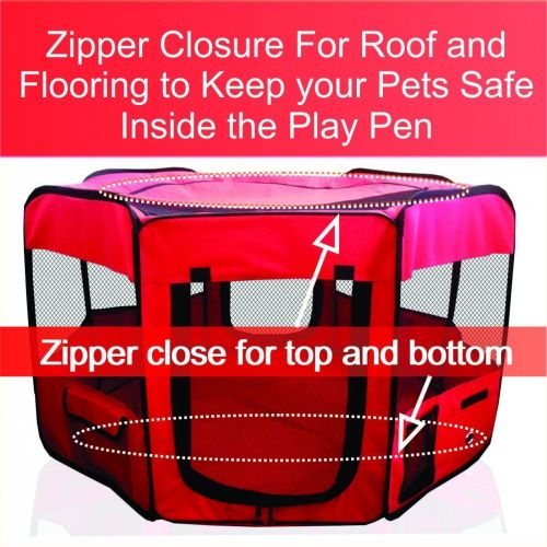  ToysOpoly #1 Premium Pet Playpen  Large 45” Indoor/Outdoor Cage. Best Exercise Kennel for Your Dog, Cat, Rabbit, Puppy, Hamster or Guinea Pig. Portable Fabric Pen for Easy Travel