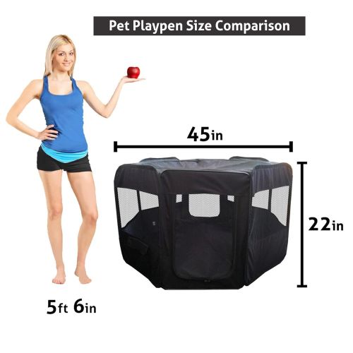  ToysOpoly #1 Premium Pet Playpen  Large 45” Indoor/Outdoor Cage. Best Exercise Kennel for Your Dog, Cat, Rabbit, Puppy, Hamster or Guinea Pig. Portable Fabric Pen for Easy Travel