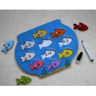ToysWithSoulStore Fun Fish Math Puzzle/Learn counting/Montessori math/Math activities/Handmade Wooden Math game/