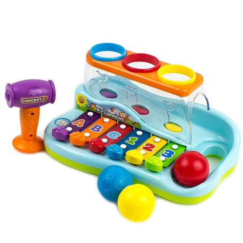  Toysery Rainbow Xylophone Piano Pounding Bench for Kids with Balls and Hammer - Babies Piano Toys - Best Toddler Gift