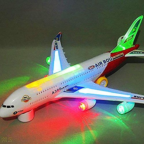  Toysery Airplane Airbus Toy With Beautiful Attractive Flashing Lights and Realistic Jet Engine Sounds , Bump and Go Action Battery Included (Colors May Vary)