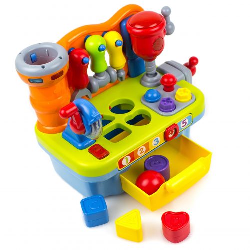  Toysery Musical Learning Workbench Toy with Tools, Engineering Sound Effects and Lights, Workbench Toy set for Kids, Boys and Girls