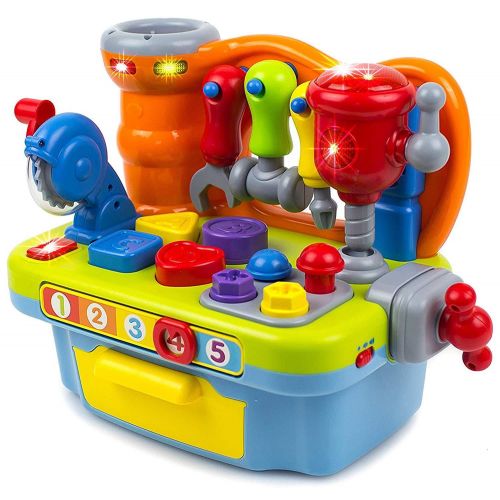  Toysery Musical Learning Workbench Toy with Tools, Engineering Sound Effects and Lights, Workbench Toy set for Kids, Boys and Girls