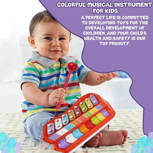  Toysery 2 in 1 Piano Xylophone Kids Toy, Educational Toddler Musical Instruments ToySet, 8 Multicolored Key Scales in Crisp and Clear Tones with Mallets Music Cards and Songbook fo