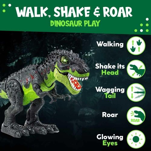  Toysery Tyrannosaurus T-Rex Walking Dinosaur with Lights and Realistic Sounds, Dinosaur Toy for Kids,Color May Vary.(Colors May Vary)