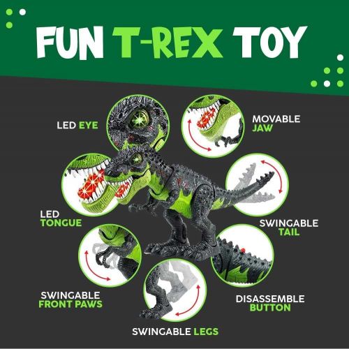  Toysery Tyrannosaurus T-Rex Walking Dinosaur with Lights and Realistic Sounds, Dinosaur Toy for Kids,Color May Vary.(Colors May Vary)