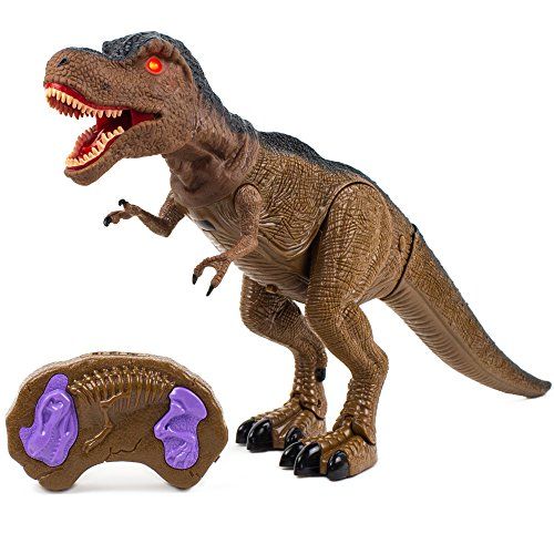  Toysery Remote Control Dinosaur Toy, Realistic Tyrannosaurus T-Rex Dinosaur Toy Figure with Glowing Eyes, Roaring Sound, Shaking Head and Walking, RC Dinosaur Toy for 3-12 Years Bo