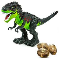 [아마존베스트]Toysery Simulated Flame Spray Tyrannosaurus T-Rex Dinosaur Toy for Kids - Walking Dinosaur Fire Breathing Water Spray Mist with Red Light & Realistic Sounds, Green