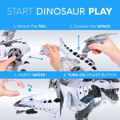  [아마존베스트]Toysery Mist Spray Dinosaur Robot Toy for Kids - Walking Dinosaur Fire Breathing Water Spray Mist with Red Light & Realistic Sounds (Colors May Vary)