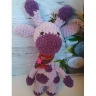 /ToysfavoriteTaha knitted giraffe handmade toys plush toys wooolen toys plush toy giraffe purple yellow guraffe