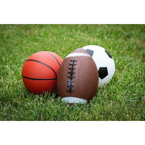  Toysmith Get Outside GO! Pro-Ball Set, Pack of 3 (5-inch soccer ball,6.5-inch football and 5-inch basketball)