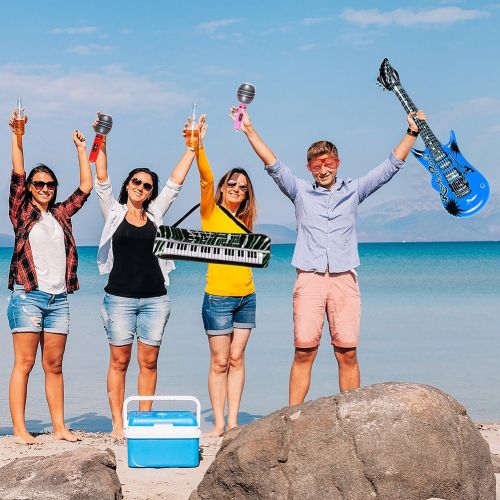  할로윈 용품Toyssa 20 Pack Inflatable Rock Star Toy Set Music Instruments Party Props 6 Inflatable Guitars, 6 Inflatable Microphones, 6 Shutter Shading Glasses, 1 Inflatable Piano and 1 Inflatable Sa